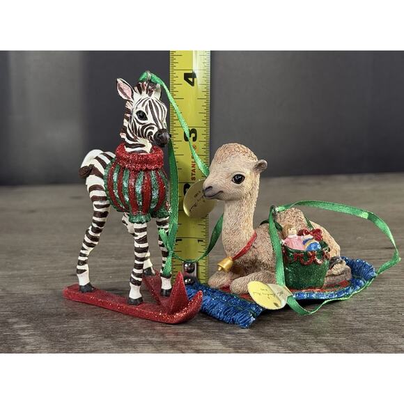 NIB Pair Danbury Mint Baby Animal Ornament Collection camel and zebra - Picture 5 of 7